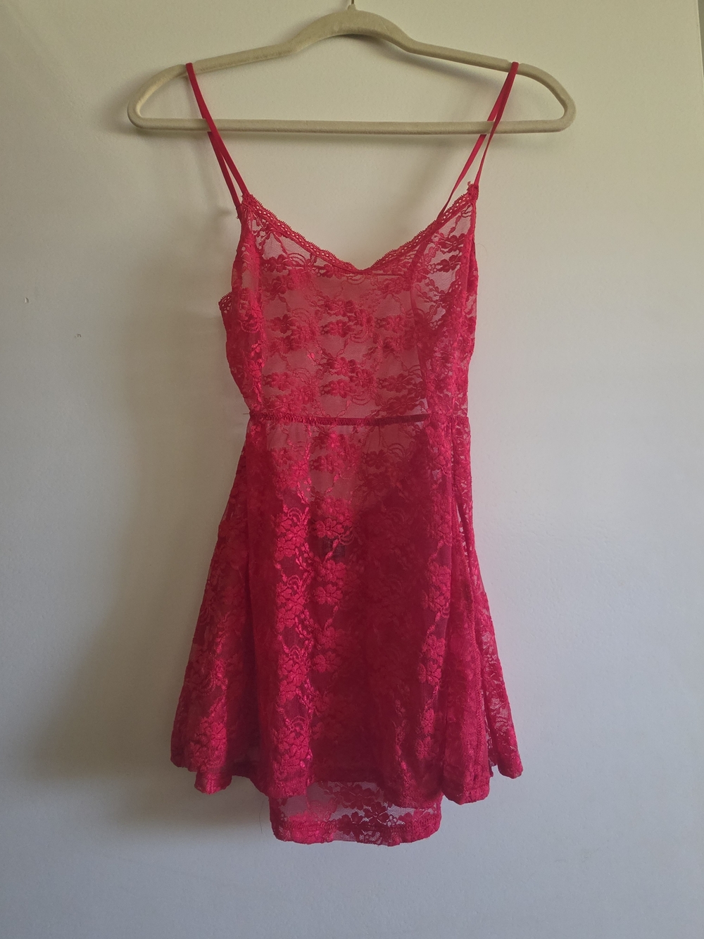 Victotia Secret Women's Red Lace Slip Dress